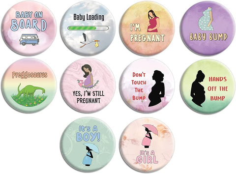 Pregnancy Pinback Buttons (1 Set x 10 Designs)