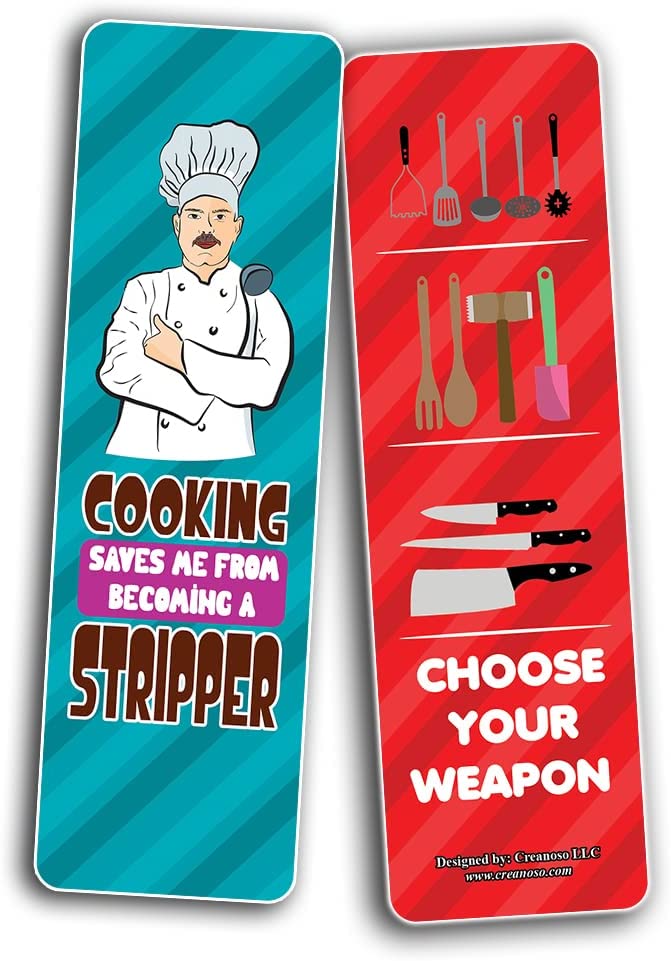 funny cooking bookmarks (2-Sets X 6 Cards) – Creanoso