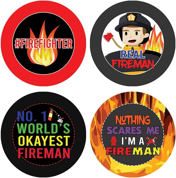 I am a Firefighter Pinback Stickers (5 Sets X 16 Designs)