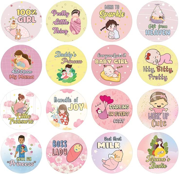Creanoso New Baby Girl Quotes Stickers (20 Sets X 16 Designs) Sticker Card Giveaways for Expectant Mothers â€“ Awesome Stocking Stuffers Gifts â€“ Home Rewards Enticements