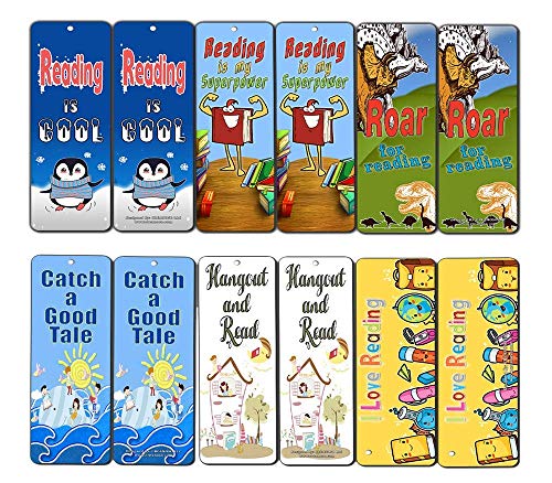 Creanoso Kids Reading Bookmarks Cards (12-Pack) - Excellent Reading Rewards and Incentive for Young Readers Kids Boys and Girls - Stocking Stuffers