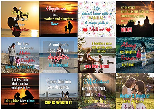 Creanoso Mother and Daughter Sayings Quote Stickers (20-Sheet) â€“ Cool Wall Art Decal Sticker Card Set - Inspirational Sayings Gift Token â€“ Stocking Stuffers Gifts for Mother & Daughters, Moms, Mommies