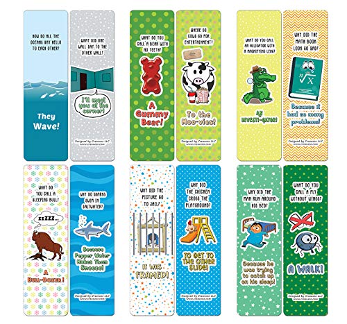 Creanoso Jokes for Kids Series Bookmarks Cards - Series 1 (30-Pack) - Classroom Reward Incentives for Students and Children - Stocking Stuffers Party Favors & Giveaways for Teens & Adults