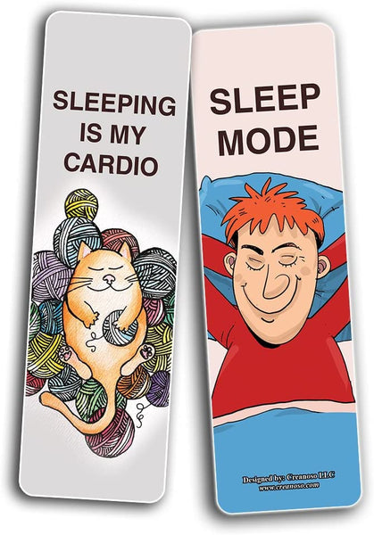 Creanoso Cute I love sleeping Bookmarks (2-Sets X 6 Cards)â€“ Daily Inspirational Card Set â€“ Interesting Book Page Clippers â€“ Great Gifts for Kids and Teens