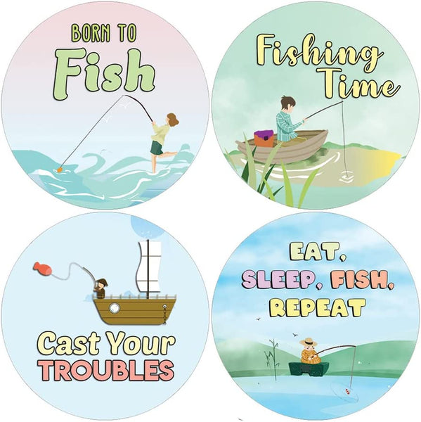 Creanoso Funny Fishing Life Quotes Stickers (10 Sets X 16 Designs) â€“ Sticker Card Giveaways for Kids â€“ Awesome Stocking Stuffers Gifts for Boys & Girls â€“ Classroom Home Rewards Enticements