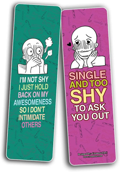 Creanoso Funny Shy Bookmarks (5-Sets X 6 Cards) â€“ Daily Inspirational Card Set â€“ Interesting Book Page Clippers â€“ Great Gifts for Adults and Teens