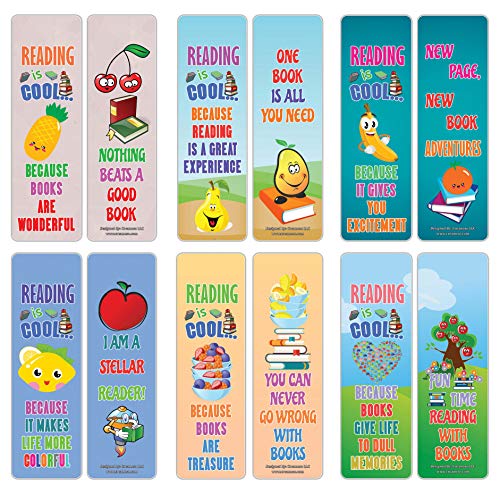 Creanoso Cool Fruit Reading Sayings Bookmarks (30-Pack) Ã¢â‚¬â€œ Cool Gift Token for Kids, Boys & Girls, Teens Ã¢â‚¬â€œ Party Favors Supplies Ã¢â‚¬â€œ Book Reading Rewards Incentive Ã¢â‚¬â€œ Great Giveaways Set Ã¢â‚¬â€œ Page Binder