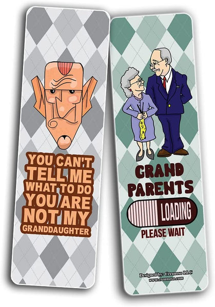 Creanoso Funny Grandparents Bookmarks (5-Sets X 6 Cards) â€“ Daily Inspirational Card Set â€“ Interesting Book Page Clippers â€“ Great Gifts for Adults and Teens
