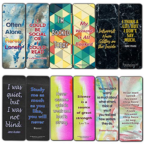 Creanoso Introvert Bookmark Cards (60-Pack) ÃƒÂ¢Ã¢â€šÂ¬Ã¢â‚¬Å“ Inspiring Inspirational Bookmarker Cards Set - Premium Stocking Stuffers Gifts for Bookworms, Book Lovers, Bibliophiles ÃƒÂ¢Ã¢â€šÂ¬Ã¢â‚¬Å“ Great Stocking Stuffers Gifts