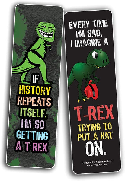 Creanoso Funny T-Rex Bookmarks (60-Pack) - Premium Quality Bulk Buy Value Gift Pack Personal Collection