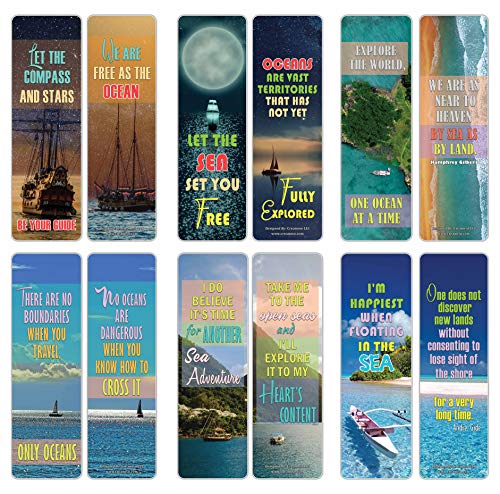 Creanoso Travelers Sayings Bookmarks Ã¢â‚¬â€œ Travel by Sea (30-Pack) Ã¢â‚¬â€œ Cool Sea Adventures Giveaways for Travelers, Adventurers, Explorers, Adult Men & Women Ã¢â‚¬â€œ Employee Incentive Rewards Ã¢â‚¬â€œ Page Clip