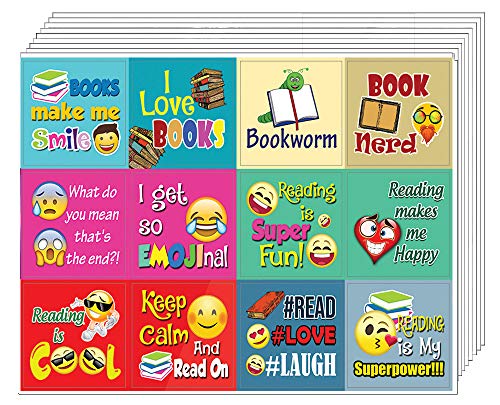 Emoji Stickers Inspirational Book Reading Sayings for Bookworms (20-Sheet) - 240 Labels Reading Quotes â€“ Gift Rewards Ideas â€“ Parents Teachers Classroom Incentives