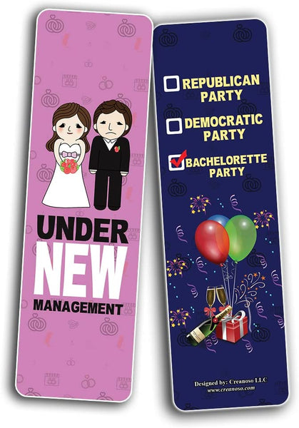 Creanoso Funny Bachelor Party Bookmarks (2-Sets X 6 Cards) â€“ Daily Inspirational Card Set â€“ Interesting Book Page Clippers â€“ Great Gifts for Adults and Teens