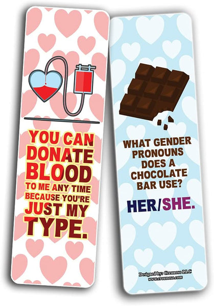 Creanoso Funny I love you couple puns for him and her Bookmarks (5-Sets X 6 Cards) â€“ Daily Inspirational Card Set â€“ Interesting Book Page Clippers â€“ Great Gifts for Adults and Teens
