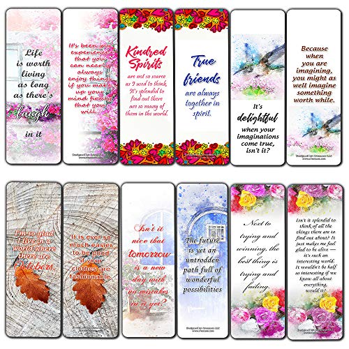 Anne of Green Gables Kindred Spirits Bookmark Cards (30-Pack) - Literary Bookclub Stocking Stuffers - Classic Book Quotes for Book Lovers Feminine Bookmarker