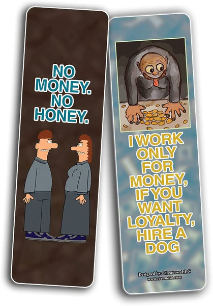 Creanoso Funny Money Bookmarks (5-Sets X 6 Cards) â€“ Daily Inspirational Card Set â€“ Interesting Book Page Clippers â€“ Great Gifts for Adults and Teens