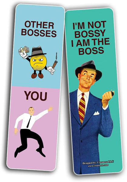 Creanoso Funny Bookmarks Like a Boss Bookmarks (5-Sets X 6 Cards) â€“ Daily Inspirational Card Set â€“ Interesting Book Page Clippers â€“ Great Gifts for Kids and Teens