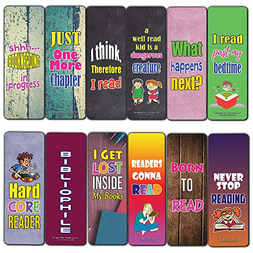 Creanoso Hard Core Reader Bookmarks for Kids (30-Pack) Ã¢â‚¬â€œ Six Assorted Quality Bookmarks Bulk Set Ã¢â‚¬â€œ Awesome Bookmarks Giveaways Ã¢â‚¬â€œ Stocking Stuffers Gift Ideas Ã¢â‚¬â€œ Page Clips Ã¢â‚¬â€œ Rewards Incentives