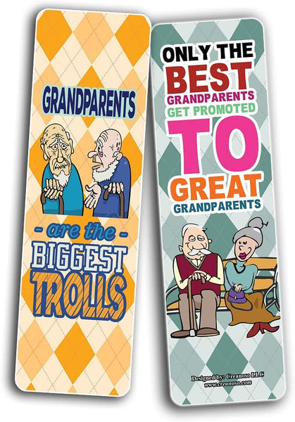 Creanoso Funny Grandparents Bookmarks (5-Sets X 6 Cards) â€“ Daily Inspirational Card Set â€“ Interesting Book Page Clippers â€“ Great Gifts for Adults and Teens