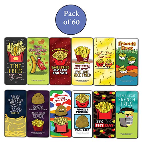 Funny Fries Puns Jokes Bookmarks (60-Pack) - Unique Stocking Stuffers Gifts for Boys & Girls, Unisex Adults ÃƒÂ¢Ã¢â€šÂ¬Ã¢â‚¬Å“ Cool Book Page Clippers Collection Set for Kids ÃƒÂ¢Ã¢â€šÂ¬Ã¢â‚¬Å“ Awesome Giveaways