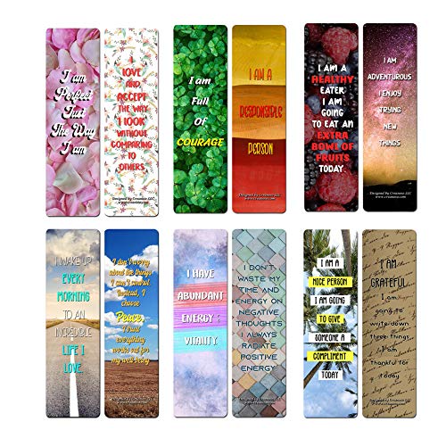 Creanoso Positive Encouragement Bookmarks - Positive Affirmations (30-Pack) - Classroom Reward Incentives for Students and Children - Stocking Stuffers Party Favors & Giveaways for Teens & Adults