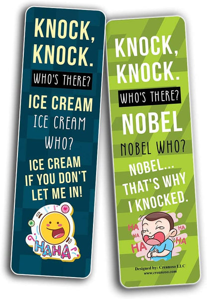 Knock Knock Jokes Bookmarks (60 Pack) - Great Party Favors Card Lot Set â€“ Epic Collection Set Book Page Clippers â€“ Cool Gifts for Children, Boys, Girls