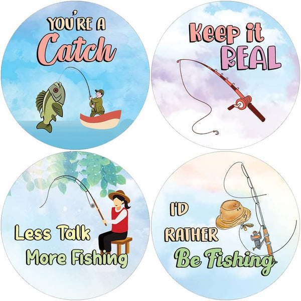 Creanoso Funny Fishing Life Quotes Stickers (5 Sets X 16 Designs) â€“ Sticker Card Giveaways for Kids â€“ Awesome Stocking Stuffers Gifts for Boys & Girls â€“ Classroom Home Rewards Enticements