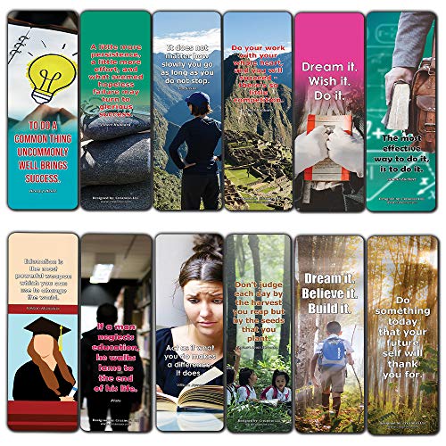 Creanoso Motivational Theme Bookmarks for Students (60-Pack) ÃƒÂ¢Ã¢â€šÂ¬Ã¢â‚¬Å“ Inspiring Inspirational Sayings Bookmarker Cards ÃƒÂ¢Ã¢â€šÂ¬Ã¢â‚¬Å“ Premium Gift Set for Boys, Girls, Men, Women, Teens ÃƒÂ¢Ã¢â€šÂ¬Ã¢â‚¬Å“ Incentive Gift Rewards