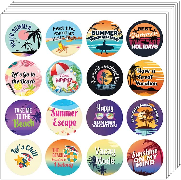 Creanoso Summer Vacation Stickers (5 Sets X 16 Designs) â€“ Sticker Card for Kids â€“ Awesome Stocking Stuffers Gifts for Boys & Girls â€“ Classroom Home Rewards Enticements