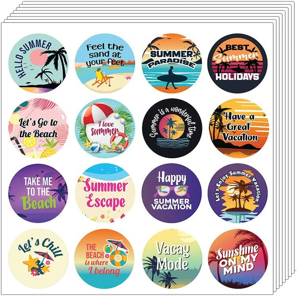 Creanoso Summer Vacation Stickers (5 Sets X 16 Designs) â€“ Sticker Card for Kids â€“ Awesome Stocking Stuffers Gifts for Boys & Girls â€“ Classroom Home Rewards Enticements