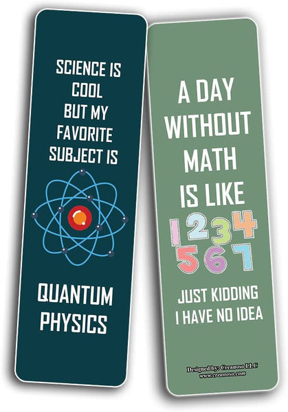 Creanoso Funny School Subject Bookmarks (2-Sets X 6 Cards) â€“ Daily Inspirational Card Set â€“ Interesting Book Page Clippers â€“ Great Gifts for Kids and Teens