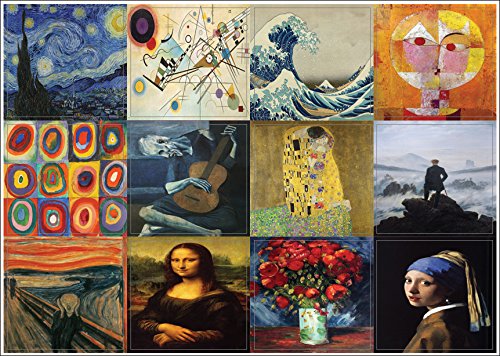 Famous Classic Arts Stickers (20 Sheets)- Artistic Expressions Art Paintings Wall Stickers for Men, Women, Teens. Perfect to Stick on Laptops, Walls, Table, Desk, and Any Surfaces â€“ Wall Art Decal