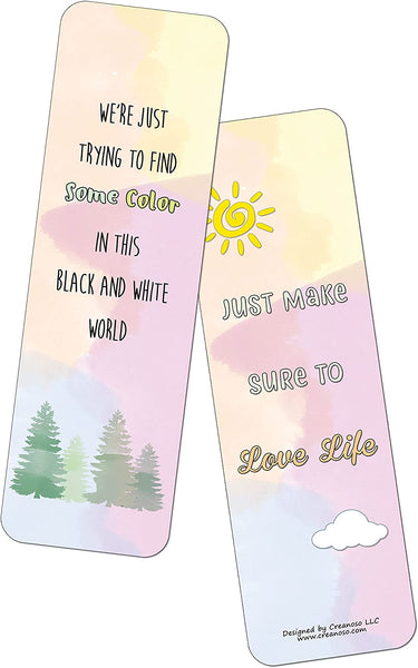 Motivational Watercolor Nature Bookmarks (2-sets X 6 Cards)