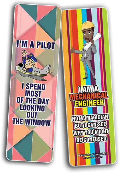 Creanoso Funny Profession Job Bookmarks (5-Sets X 6 Cards) â€“ Daily Inspirational Card Set â€“ Interesting Book Page Clippers â€“ Great Gifts for Adults and Teens