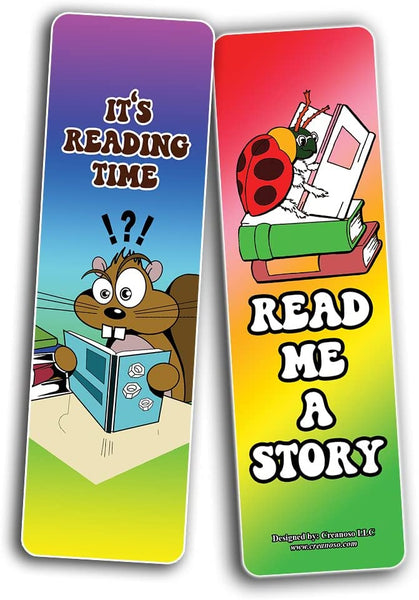 Cute Animals Reading Books Bookmarks (2-Sets X 6 Cards)