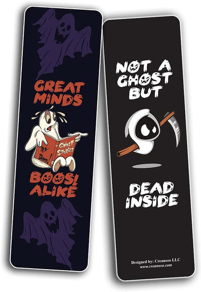 Creanoso Funny Ghost Bookmarks (12-Pack) - Stocking Stuffers Incentive Gift Ideas for Ghost Lovers