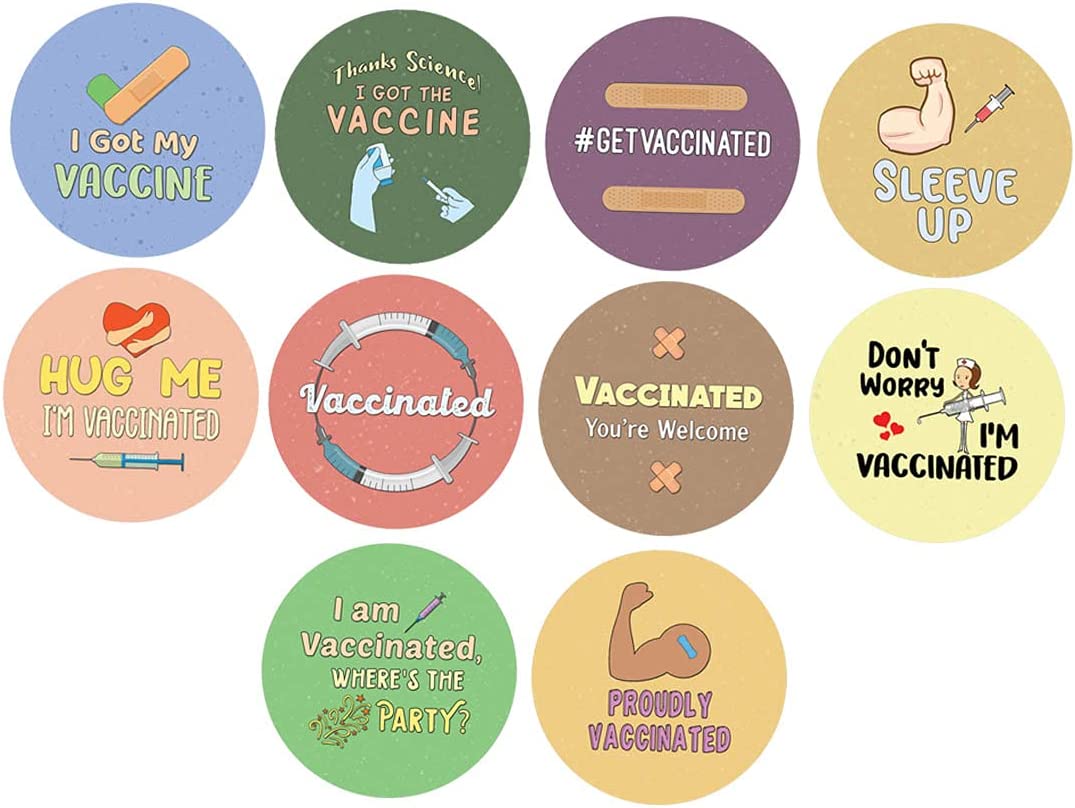 I Got My Vaccine Pin Buttons (1 Set X 10 Designs)
