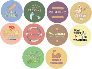 I Got My Vaccine Pin Buttons (1 Set X 10 Designs)