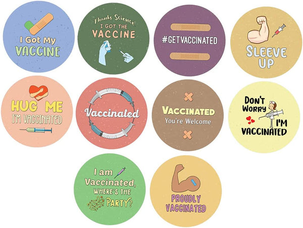 I Got My Vaccine Pin Buttons (1 Set X 10 Designs)