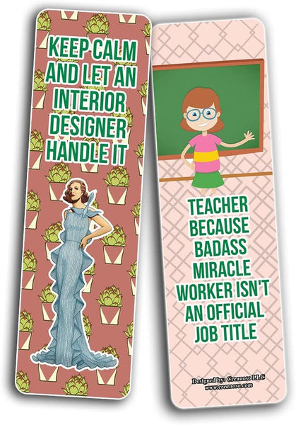 Creanoso Funny Profession Job Bookmarks (5-Sets X 6 Cards) â€“ Daily Inspirational Card Set â€“ Interesting Book Page Clippers â€“ Great Gifts for Adults and Teens