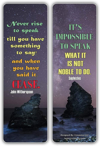 Creanoso Speak Up Quotes Series 2 Quotes Bookmark Cards (60-Pack) Ã¢â‚¬â€œ Premium Gifts Bookmarks for Bookworm Ã¢â‚¬â€œ Stocking Stuffers for Men, Women, Managers, Leaders Ã¢â‚¬â€œ Office Supplies Ã¢â‚¬â€œ DIY Kit