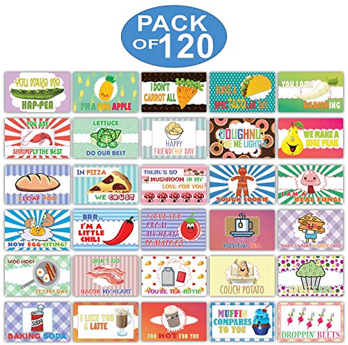 Creanoso Food Puns Lunchbox Funny Jokes Flashcards (120-Pack) â€“ Assorted Informational Giveaways Learning Cards â€“ Unique Stocking Stuffers Gifts for Boys & Girls â€“ Teaching Learning Material