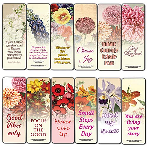 Creanoso Inspirational Sayings Pretty Flower Bookmarks (30-Pack) Ã¢â‚¬â€œ Stocking Stuffers Gift for Men & Women, Teens Ã¢â‚¬â€œ Awesome Bookmark Collection Ã¢â‚¬â€œ Book Reading Rewards Incentives Ã¢â‚¬â€œ Page Binder