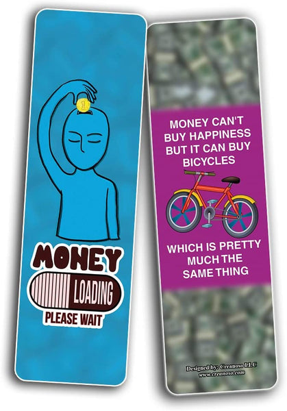 Creanoso Funny Money Bookmarks (5-Sets X 6 Cards) â€“ Daily Inspirational Card Set â€“ Interesting Book Page Clippers â€“ Great Gifts for Adults and Teens