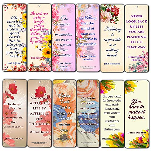Creanoso Floral Inspirational Motivational Quote Bookmarks (30-Pack) Ã¢â‚¬â€œ Powerful Lady Sayings About Character Ã¢â‚¬â€œ Stocking Stuffers Gift for Women, Ladies, Girls, Wife