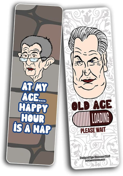 Creanoso Funny Old Age Bookmarks (5-Sets X 6 Cards) â€“ Daily Inspirational Card Set â€“ Interesting Book Page Clippers â€“ Great Gifts for Adults and Teens