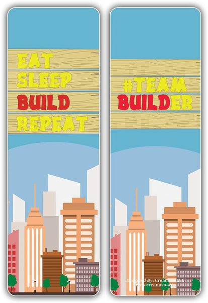 Creanoso I am a Builder Bookmarks (2-Sets X 6 Cards) â€“ Daily Inspirational Card Set â€“ Interesting Book Page Clippers â€“ Great Gifts for Adults and Teens