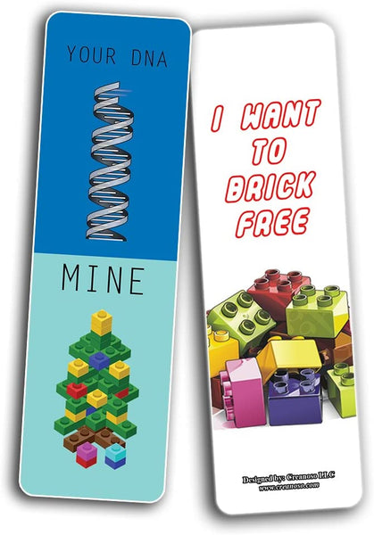 Creanoso Funny LEGO Bookmarks (10-Sets X 6 Cards)â€“ Daily Inspirational Card Set â€“ Interesting Book Page Clippers â€“ Great Gifts for Kids and Teens