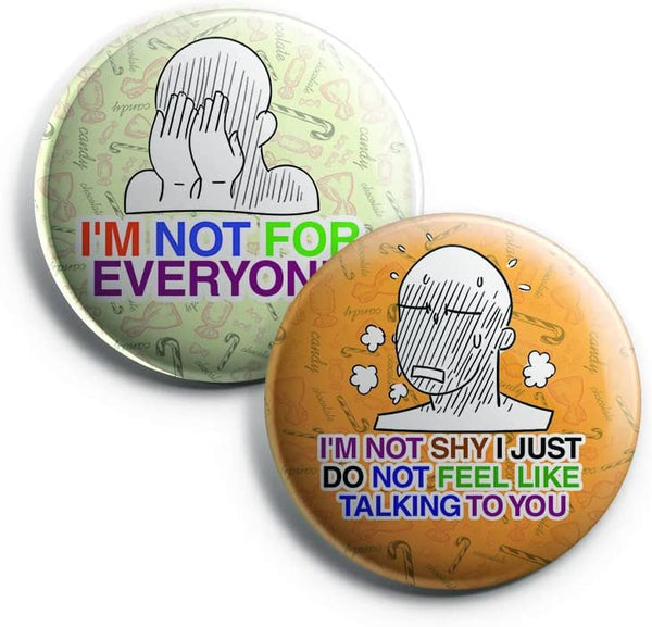 Creanoso Funny Shy Button Pins (1-Set X 10 Buttons) - Stocking Stuffers Premium Quality Gift Ideas for Children, Teens, & Adults - Corporate Giveaways & Party Favors