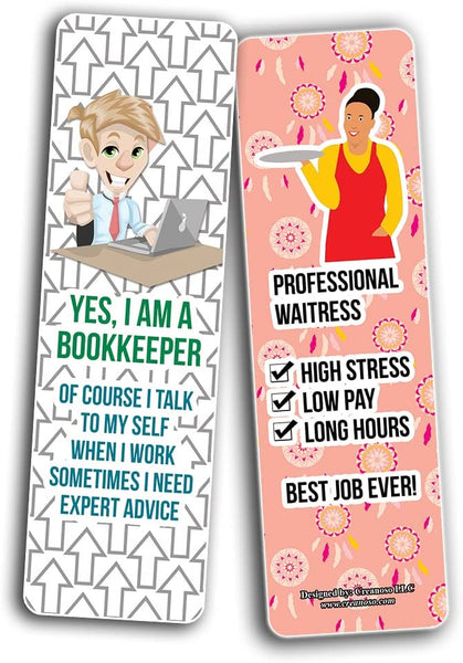 Creanoso Funny Profession Job Bookmarks (5-Sets X 6 Cards) â€“ Daily Inspirational Card Set â€“ Interesting Book Page Clippers â€“ Great Gifts for Adults and Teens